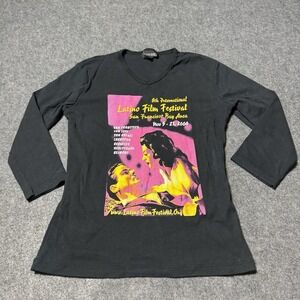 VTG 2004 Sf Latino film Festival Babydoll 3/4 Sleeve Top Size S Grunge Goth